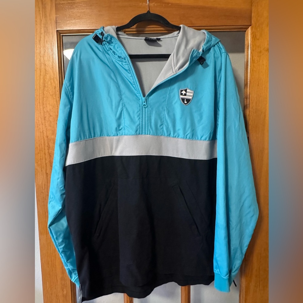 LRG Colorblock Windbreaker Hoodie Jacket Men’s XL Blue Gray Black